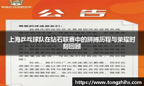 上海乒乓球队在钻石联赛中的拼搏历程与荣耀时刻回顾